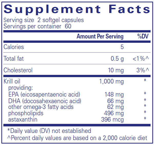 Krill-Plex 120 caps (Pure Encapsulations) supplement facts