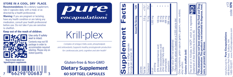 Krill-Plex 60 caps (Pure Encapsulations) label