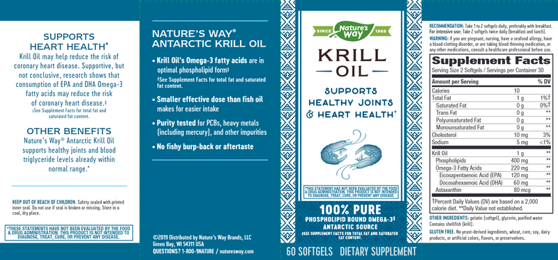 Krill Oil 500 mg (Nature's Way) 60ct Label