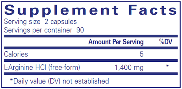 L-Arginine 180 Count (Pure Encapsulations) supplement facts