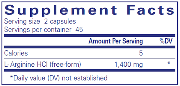 L-Arginine 90 caps (Pure Encapsulations) supplement facts