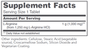 l-arginine 1000 mg (protocol for life balance) supplement facts