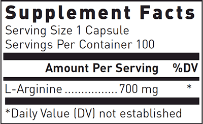 L-Arginine 700 mg. (100 Count) (Douglas Labs) supplement facts
