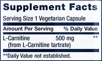 L-Carnitine (Life Extension) Supplement Facts