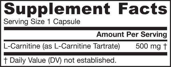 L-Carnitine 500 mg Jarrow Formulas supplement facts