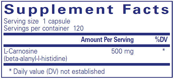 L-Carnosine 60 caps (Pure Encapsulations) supplement facts