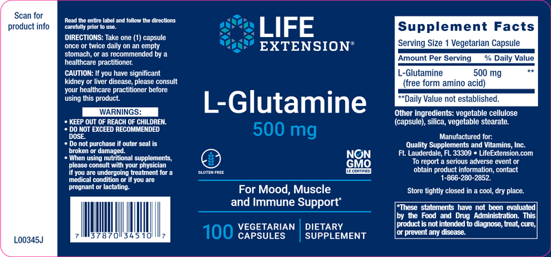 L-Glutamine (Life Extension) Label