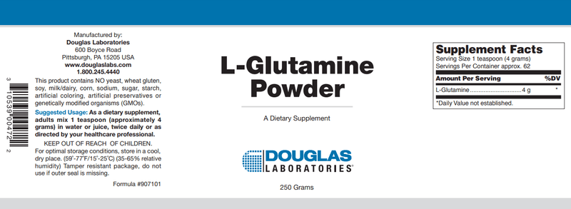 L-Glutamine Powder (Douglas Labs) Label