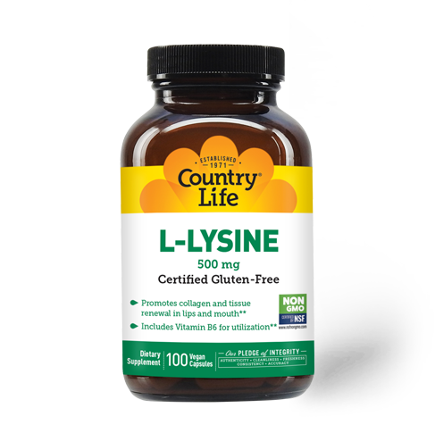 L-Lysine 500 mg w/B6 (Country Life) Front