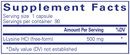 l-lysine pure encapsulations supplement facts