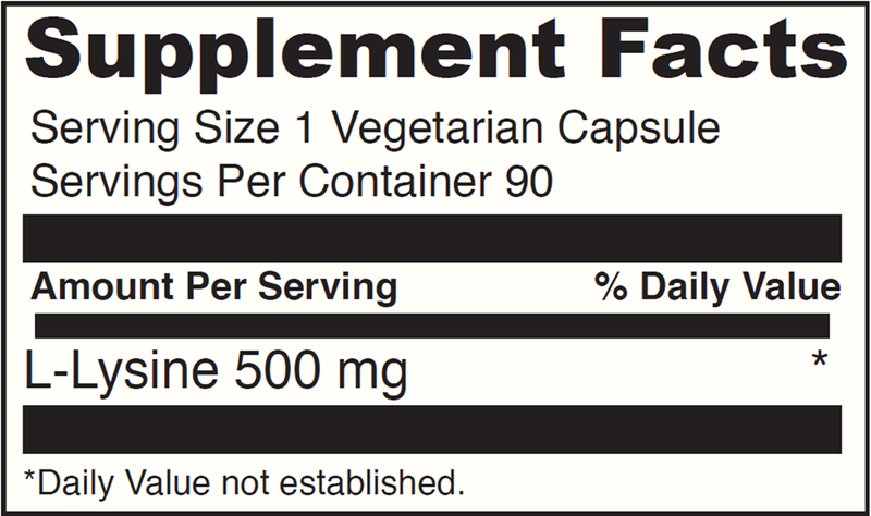 L-Lysine Capsules (DaVinci Labs) Supplement Facts