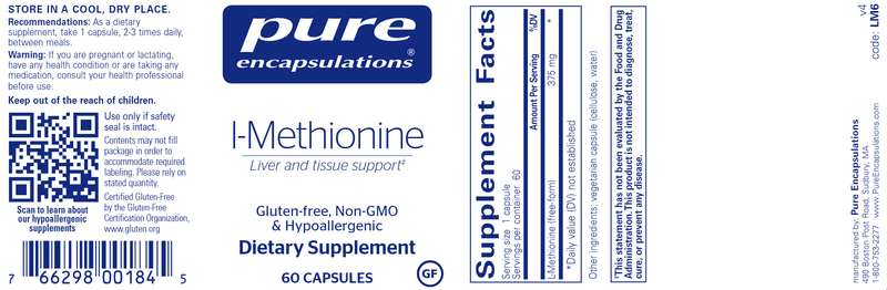 L-Methionine (Pure Encapsulations) label
