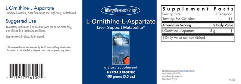 L-Ornithine-L-Aspartate (Allergy Research Group) label