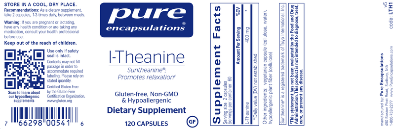 L-Theanine (Pure Encapsulations) 120ct label