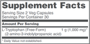 l-tryptophan 500 mg (protocol for life balance) supplement facts