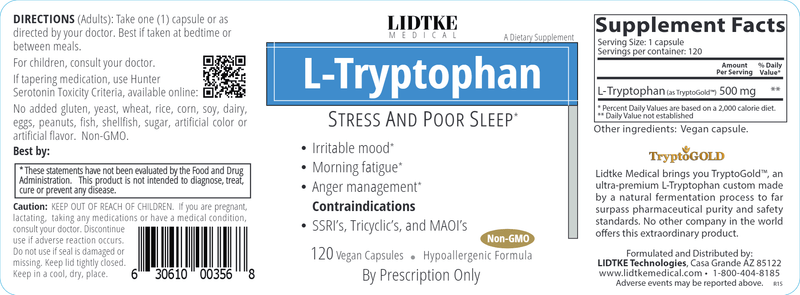 L-Tryptophan (Lidtke Medical) Label