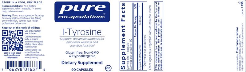 L-Tyrosine (Pure Encapsulations) label
