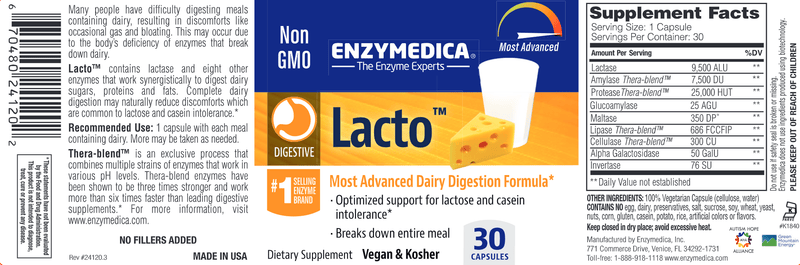 Lacto (Enzymedica) Label