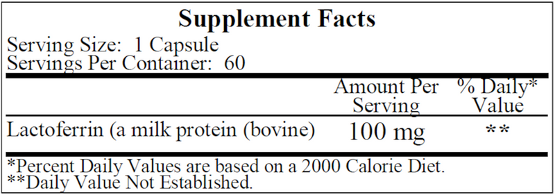 Lactoferrin 100 mg (Ecological Formulas) Supplement Facts