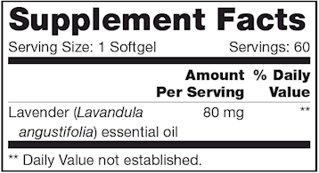 Lavender SAP (NFH Nutritional Fundamentals) Supplement Facts