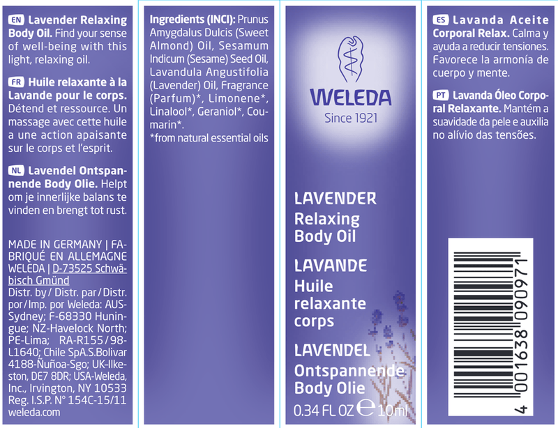 Lavender Body Oil (Weleda Body Care) Label