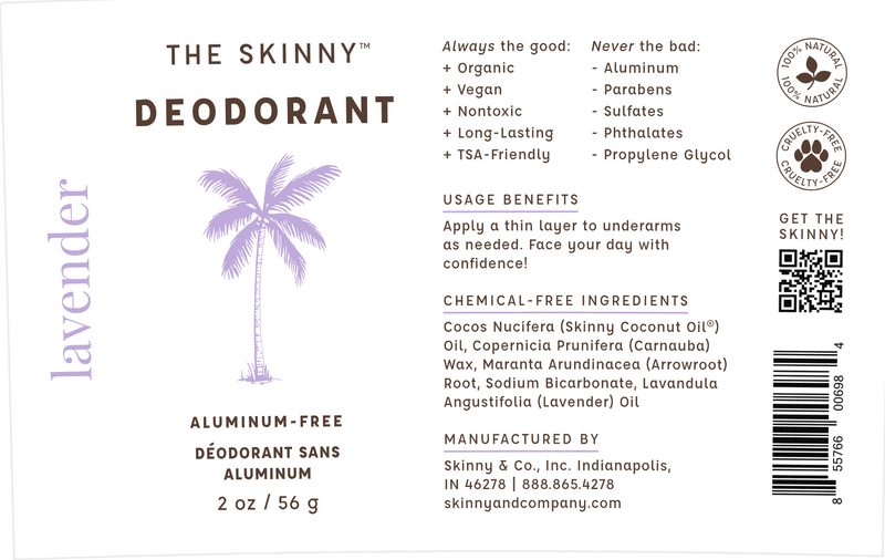 Lavender Natural Deodorant (Skinny & Co.) Label