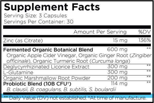 Leaky Gut + Supplement Facts Label