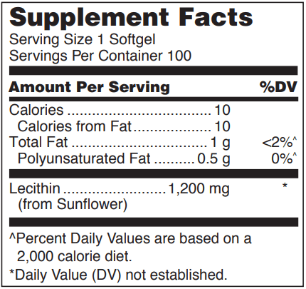 Lecithin 1200 mg (Douglas Labs) Front supplement facts