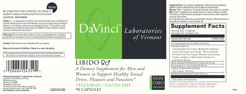 Libido DaVinci Labs Label