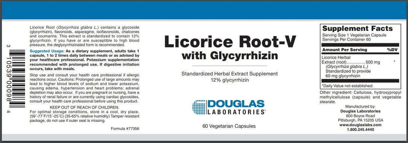 Licorice Root-V (Douglas Labs) Label