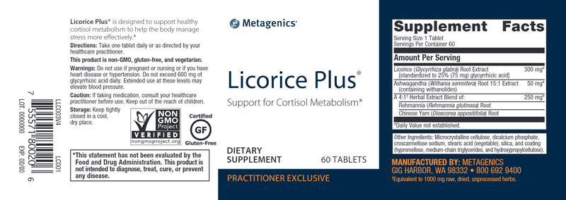 Licorice Plus (Metagenics) Label