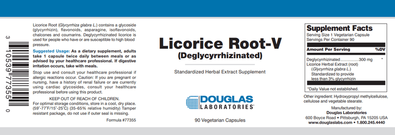 Licorice Root-V (Deglycyrrhizinated) (Douglas Labs) Label