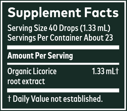 Licorice Root, Glycerin Based 1oz (Gaia Herbs) supplement facts