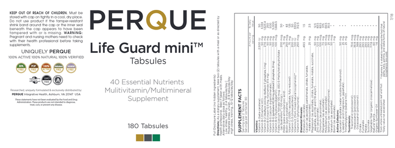 Life Guard Mini (Perque) 180ct Label