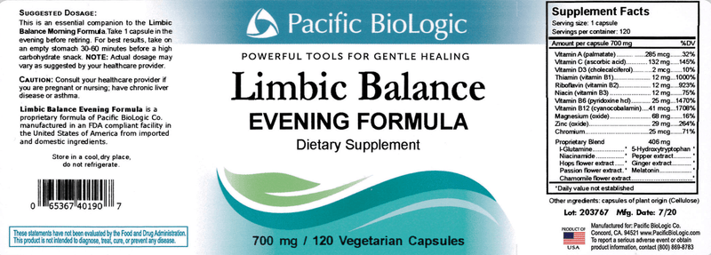 Limbic Balance - Evening (Pacific BioLogic) Label