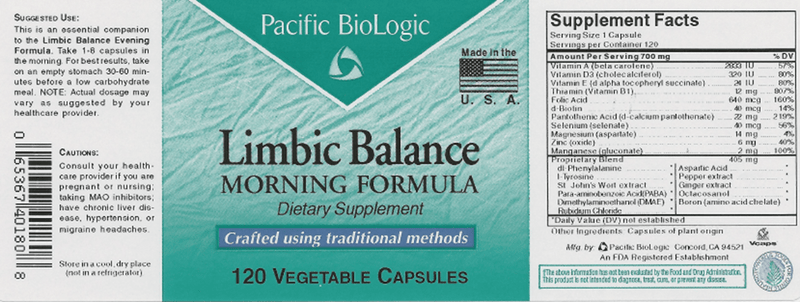 Limbic Balance - Morning (Pacific BioLogic) Label