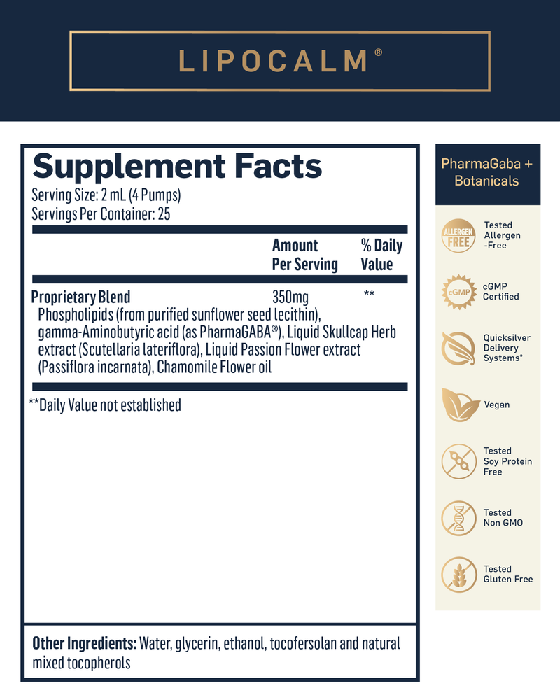 Lipocalm (Quicksilver Scientific) Supplement Facts 