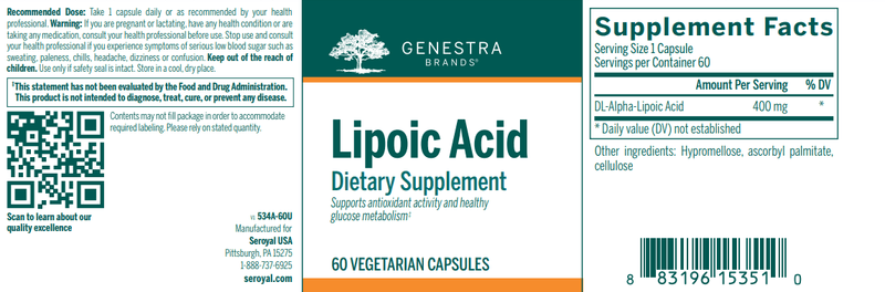 Lipoic Acid Genestra Label