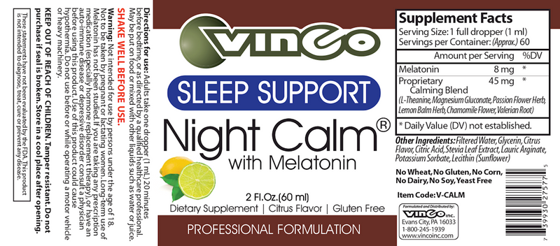 Liposomal Night Calm Vinco products