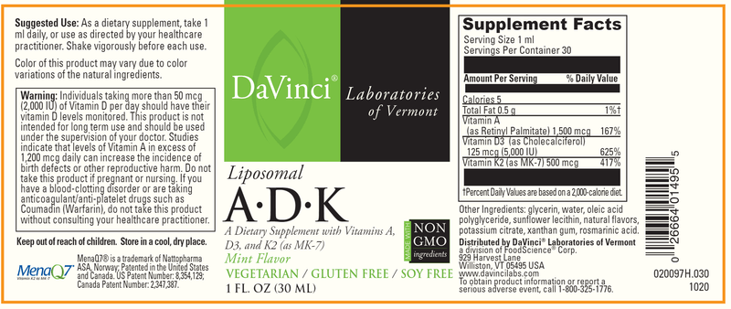 Liposomal ADK (DaVinci Labs) Label