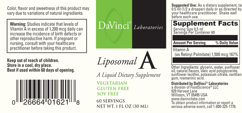 Liposomal A (DaVinci Labs) Label