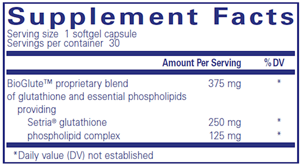 Liposomal Glutathione 30 caps (Pure Encapsulations) supplement facts