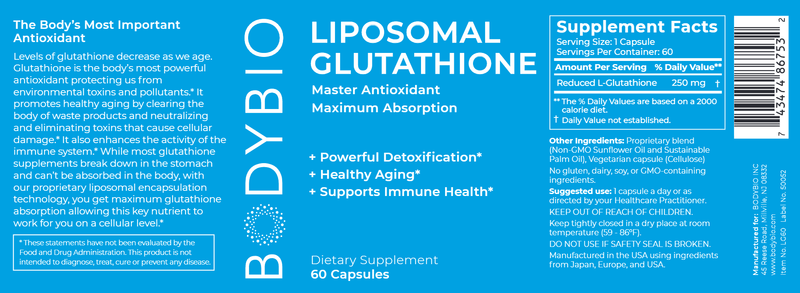 Liposomal Glutathione (BodyBio) Label