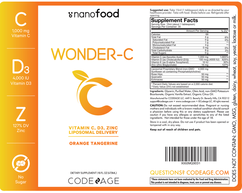 Liposomal Vitamin C Liquid Codeage Label
