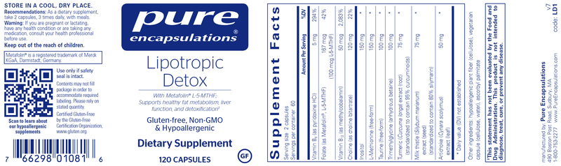 Lipotropic Detox (Pure Encapsulations) label