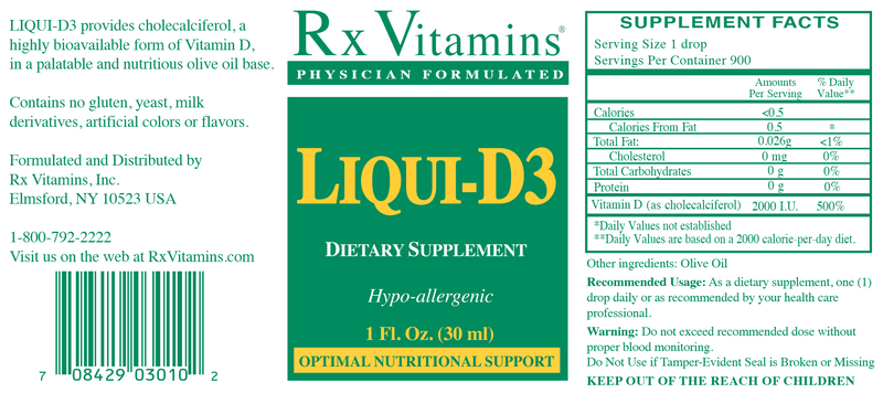 Liqui-D3 2000 IU (Rx Vitamins) Label