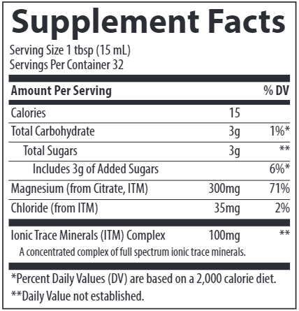 Liquid Magnesium Trace Minerals Research supplement facts