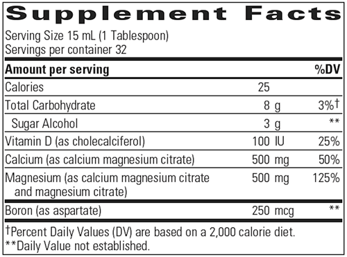 Liquid Calcium / Magnesium 1:1 Berry Flavor 16oz (Integrative Therapeutics) supplement facts