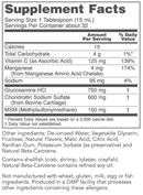 liquid glucosamine & chondroitin with msm (protocol for life balance) supplement facts