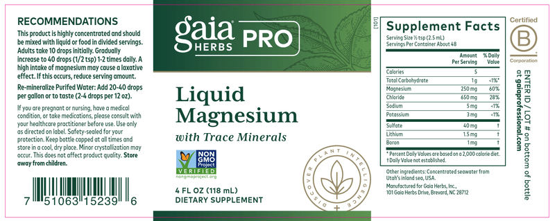 liquid magnesium gaia herbs pro label